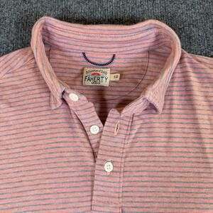 Faherty Brand Mens Small Striped Short Sleeve Polo Shirt Peach Heathered 2875